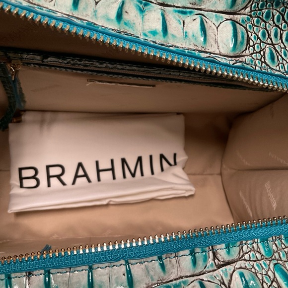 NWT Brahmin Priscilla Satchel Mineral Blue Melbourne Leather - Picture 6 of 7